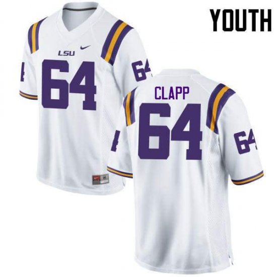 White William Clapp #64 LSU Tigers Youth College Alumni Football Jersey -Hot Sale