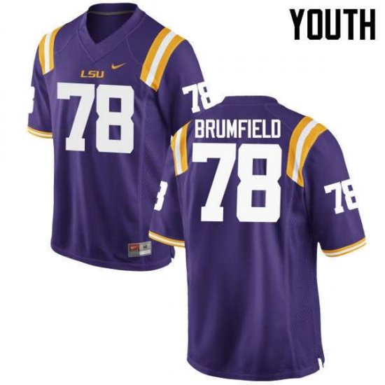 Purple Garrett Brumfield #78 LSU Tigers Youth High School Classic Football Jersey -Hot Sale